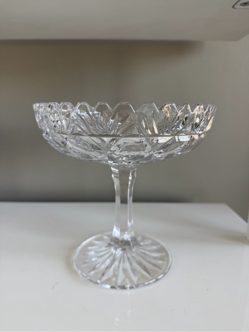 Clear Crystal Pedestal Bowl - Elegant Glass Serving Dish